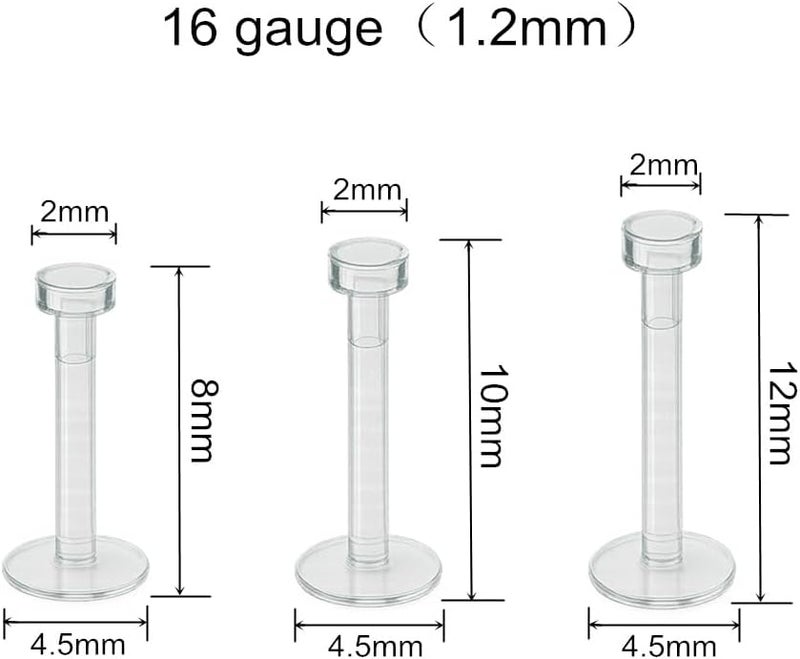 NZDLM 16g Clear Nose Studs Plastic Helix Piercing Jewelry for Women Men 16 Gauge Bioflex Earrings Lobe Piercing Retainers for Work Sport Surgery Sensitive Ears Lip Tongue Piercing Rings 12pcs - Image 2